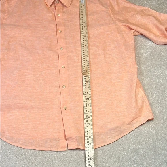 Tasso‎ Elba Orange Casual Button Down Shirt linen/cotton blend - Picture 6 of 8